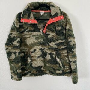 J. Crew Vintage Snap Collar Sherpa Fleece Sweatshirt Womans Small